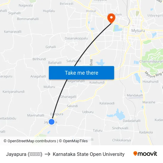 Jayapura (ಜಯಪುರ) to Karnataka State Open University map