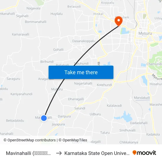 Mavinahalli (ಮಾವಿನಹಳ್ಳಿ) to Karnataka State Open University map