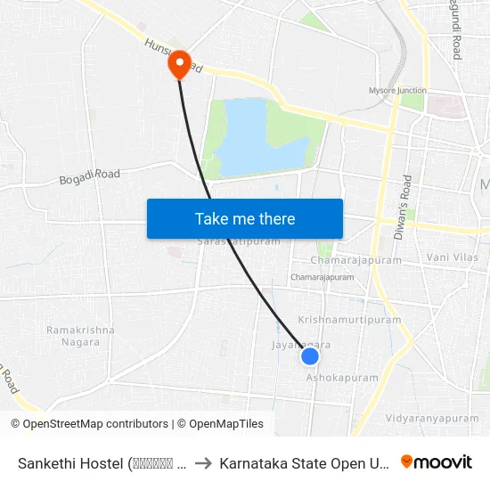 Sankethi Hostel (ಸಂಕೇತಿ ಹಾಸ್ಟಲ್) to Karnataka State Open University map