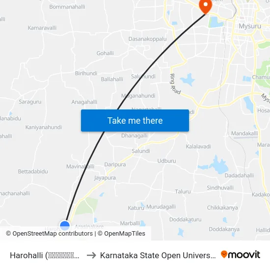 Harohalli (ಹಾರೋಹಳ್ಳಿ) to Karnataka State Open University map