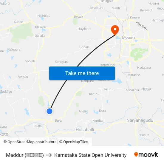 Maddur (ಮದ್ದೂರು) to Karnataka State Open University map