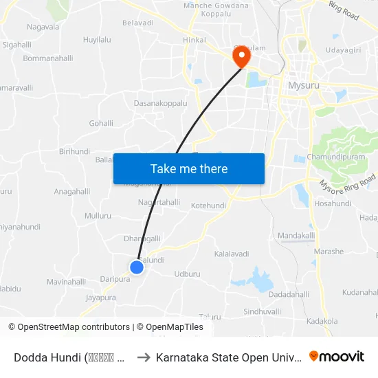 Dodda Hundi (ದೊಡ್ಡ ಹುಂಡಿ) to Karnataka State Open University map