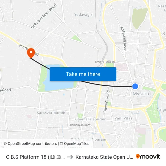 C.B.S Platform 18 (ನ.ಬ.ನಿ ಅಂಕಣ 18) to Karnataka State Open University map