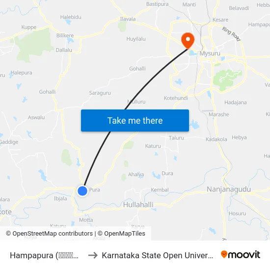 Hampapura (ಹಂಪಾಪುರ) to Karnataka State Open University map