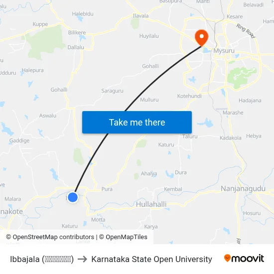 Ibbajala (ಇಬ್ಬಜಾಲ) to Karnataka State Open University map