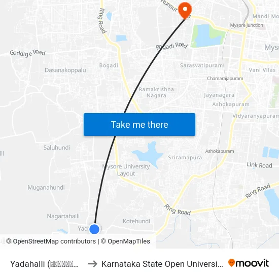 Yadahalli (ಯಾದಹಳ್ಳಿ) to Karnataka State Open University map