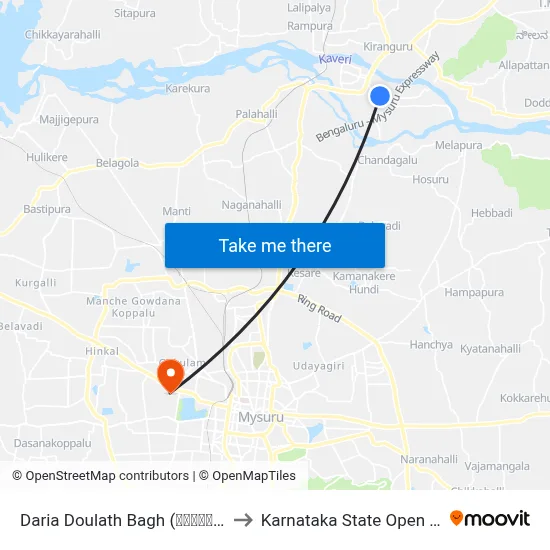 Daria Doulath Bagh (ದರಿಯಾ ದೌಲತ್‌ ಭಾಗ್) to Karnataka State Open University map