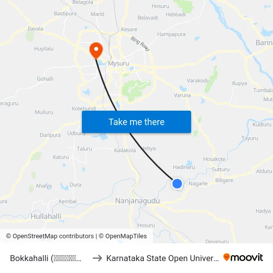 Bokkahalli (ಬೊಕ್ಕಹಳ್ಳಿ) to Karnataka State Open University map