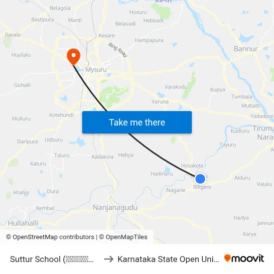 Suttur School (ಸುತ್ತೂರು ಶಾಲೆ) to Karnataka State Open University map