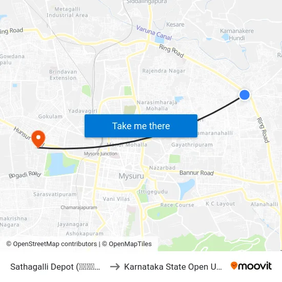 Sathagalli Depot (ಸಾತಗಳ್ಳಿ ಘಟಕ) to Karnataka State Open University map
