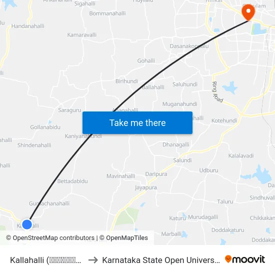 Kallahalli (ಕಲ್ಲಹಳ್ಳಿ) to Karnataka State Open University map