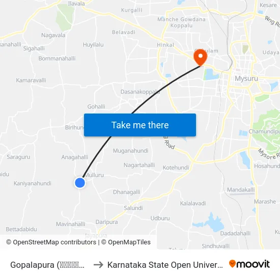 Gopalapura (ಗೋಪಾಲಪುರ) to Karnataka State Open University map