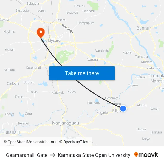 Geamarahalli Gate to Karnataka State Open University map