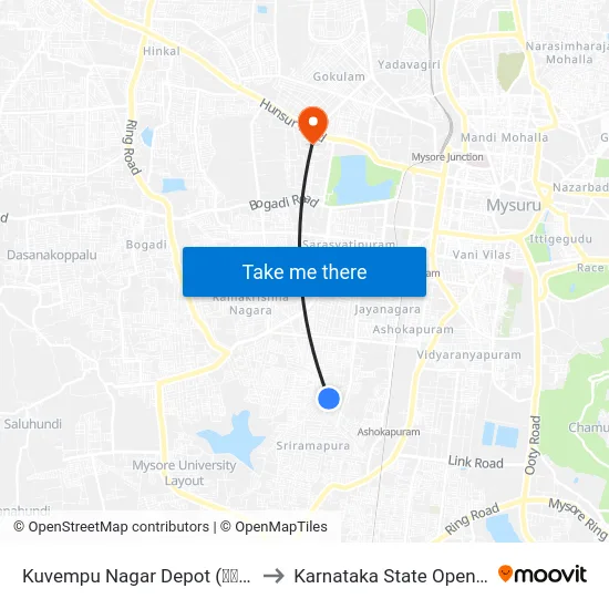 Kuvempu Nagar Depot (ಕುವೆಂಪುನಗರ ಘಟಕ) to Karnataka State Open University map