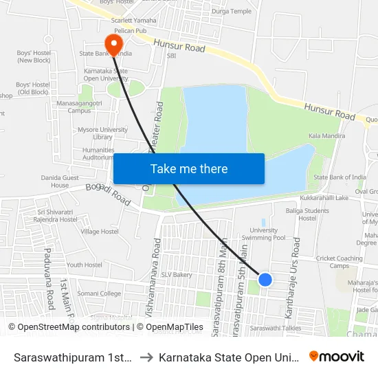 Saraswathipuram 1st Main to Karnataka State Open University map