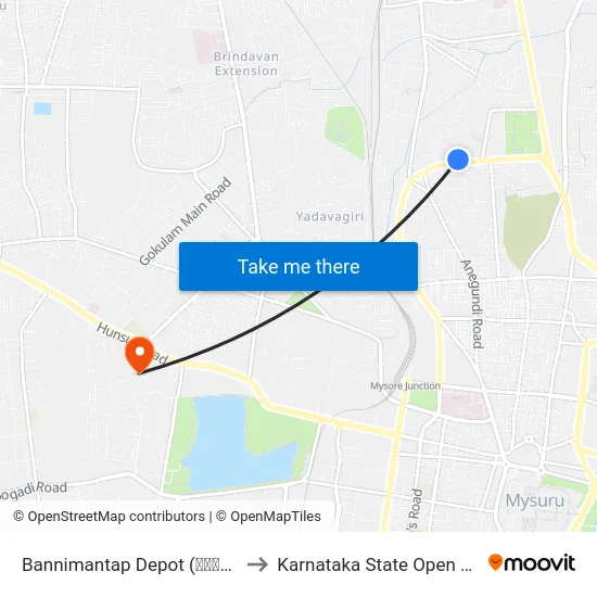 Bannimantap Depot (ಬನ್ನಿಮಂಟಕ ಘಟಕ) to Karnataka State Open University map