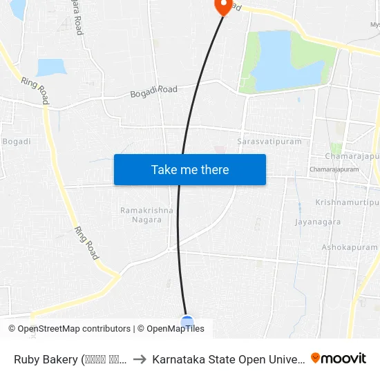 Ruby Bakery (ರೂಬಿ ಬೇಕರಿ) to Karnataka State Open University map
