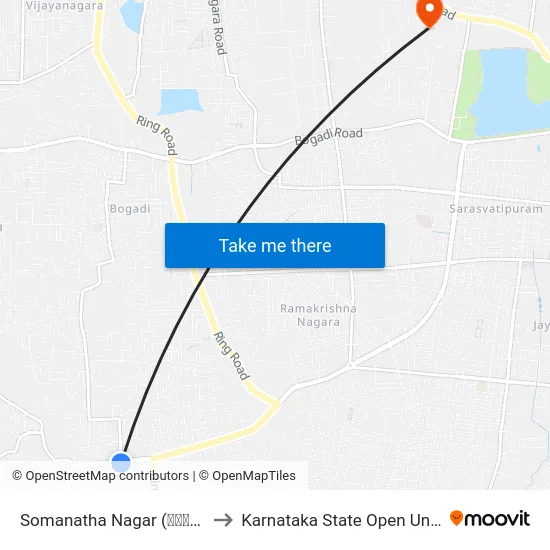 Somanatha Nagar (ಸೋಮನಾಥ ನಗರ) to Karnataka State Open University map