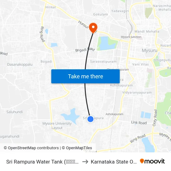 Sri Rampura Water Tank (ಶ್ರೀ ರಾಮ್‌ಪುರ ವಾಟರ್‌ ಟ್ಯಾಂಕ್) to Karnataka State Open University map