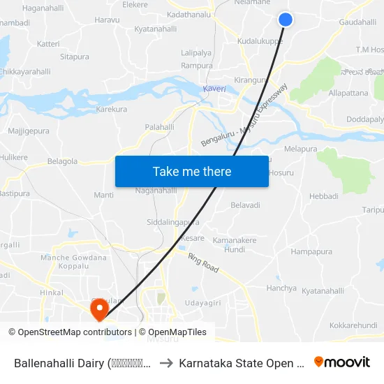 Ballenahalli Dairy (ಬಳ್ಳೇನಹಳ್ಳಿ ಡೈರಿ) to Karnataka State Open University map