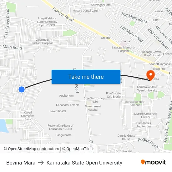 Bevina Mara to Karnataka State Open University map