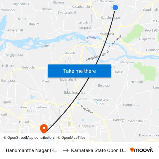 Hanumantha Nagar (ಹನುಮಂತ ನಗರ) to Karnataka State Open University map