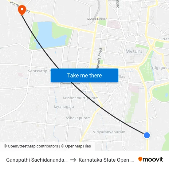 Ganapathi Sachidananda Ashrama to Karnataka State Open University map