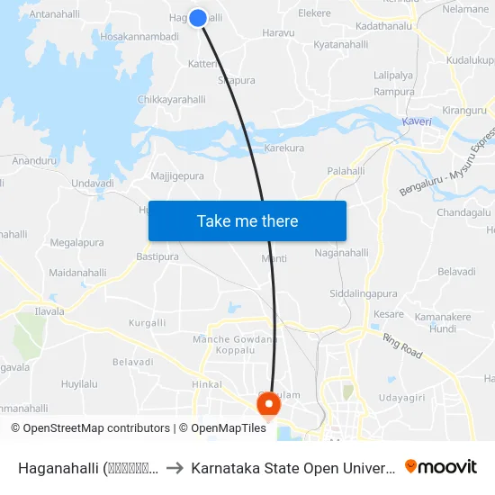 Haganahalli (ಹಗನಹಳ್ಳಿ) to Karnataka State Open University map
