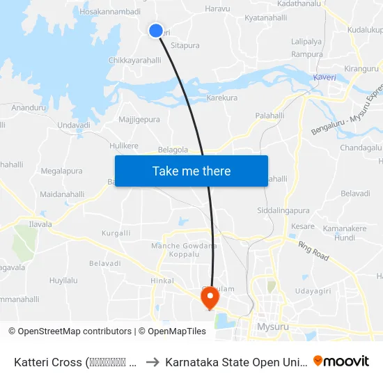 Katteri Cross (ಕಟ್ಟೇರಿ ಕ್ರಾಸ್) to Karnataka State Open University map