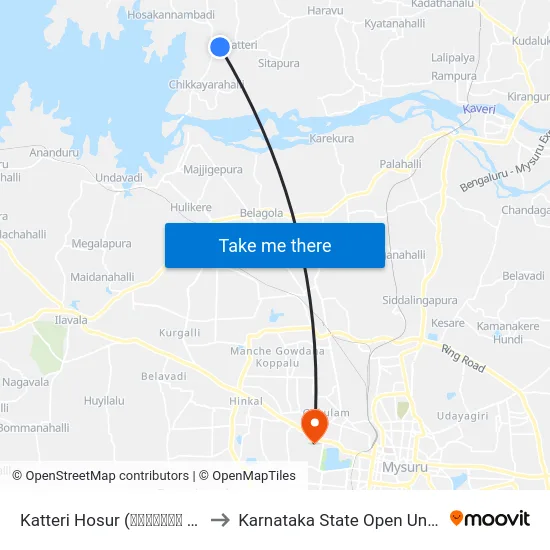 Katteri Hosur (ಕಟ್ಟೇರಿ ಹೊಸೂರು) to Karnataka State Open University map