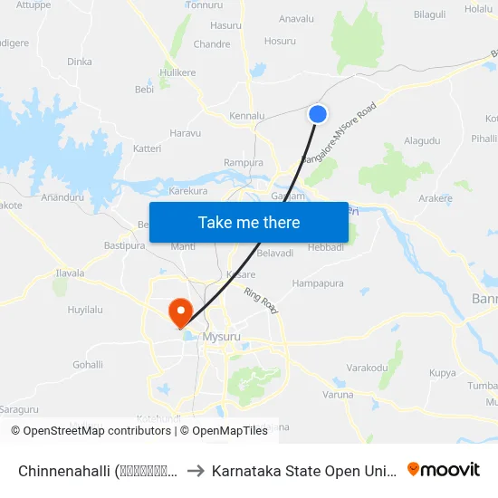 Chinnenahalli (ಚಿನ್ನೇನಹಳ್ಳಿ) to Karnataka State Open University map