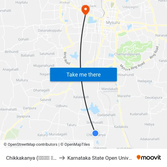 Chikkakanya (ಚಿಕ್ಕ ಕನ್ಯ) to Karnataka State Open University map