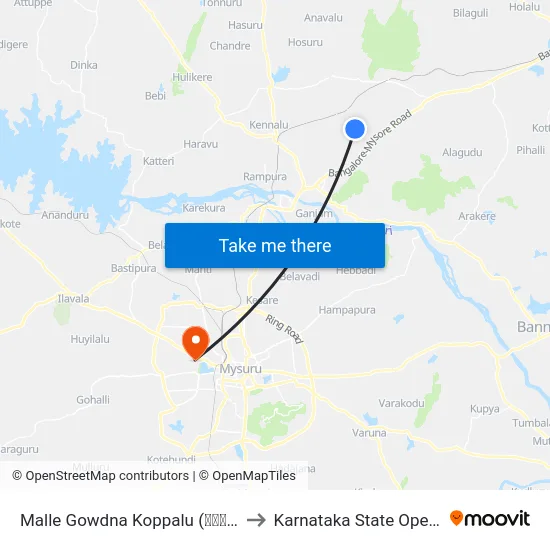Malle Gowdna Koppalu (ಮಲ್ಲೇಗೌಡನ ಕೊಪ್ಪಲು) to Karnataka State Open University map