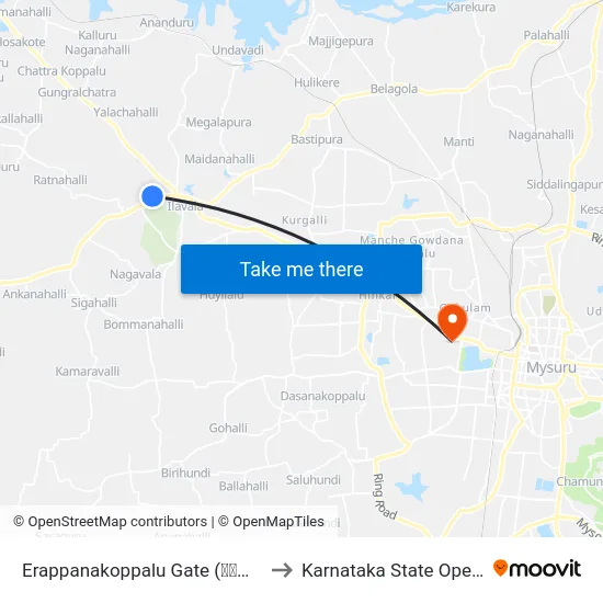 Erappanakoppalu Gate (ಈರಪ್ಪನಕೊಪ್ಪಲು ಗೇಟ್) to Karnataka State Open University map