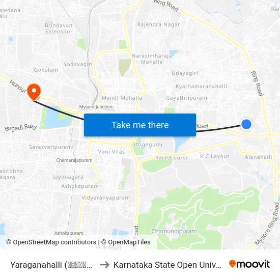 Yaraganahalli (ಎರಗನಹಳ್ಳಿ) to Karnataka State Open University map