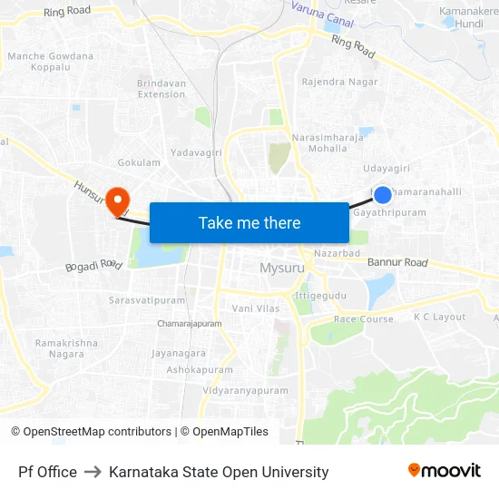 Pf Office to Karnataka State Open University map