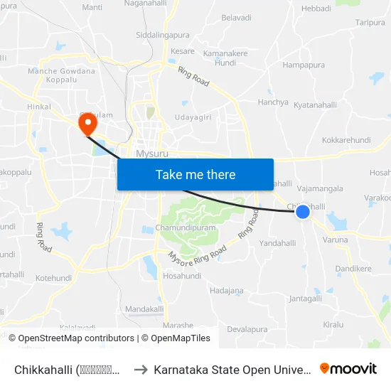 Chikkahalli (ಚಿಕ್ಕಹಳ್ಳಿ) to Karnataka State Open University map