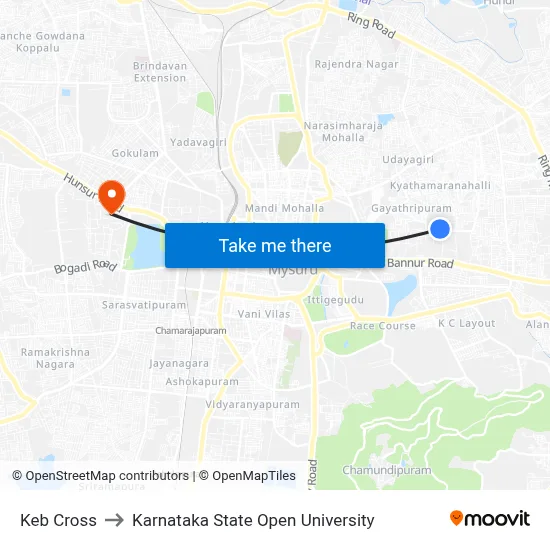 Keb Cross to Karnataka State Open University map