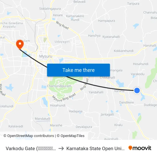 Varkodu Gate (ವರ್ಕೋಡು ಗೇಟ್) to Karnataka State Open University map
