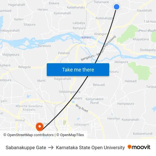 Sabanakuppe Gate to Karnataka State Open University map