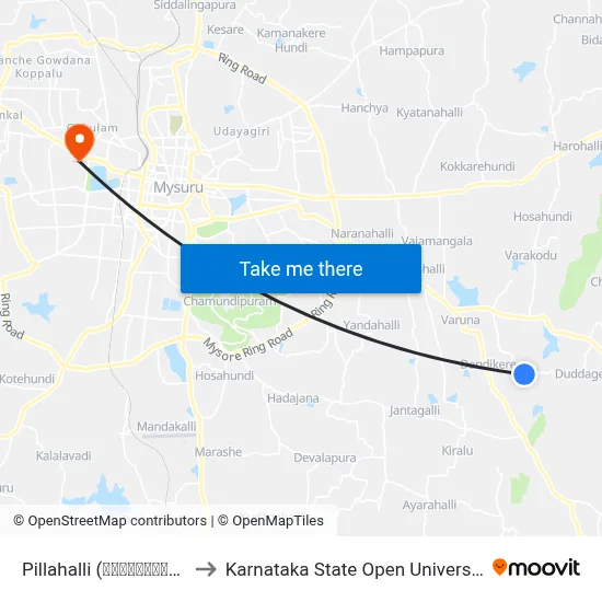Pillahalli (ಪಿಲ್ಲಹಳ್ಳಿ) to Karnataka State Open University map