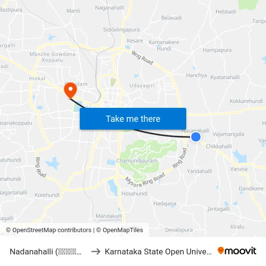 Nadanahalli (ನಾದನಹಳ್ಳಿ) to Karnataka State Open University map