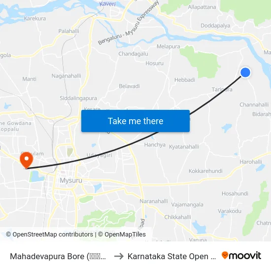 Mahadevapura Bore (ಮಹಾದೇವಪುರ ಬೋರ್) to Karnataka State Open University map