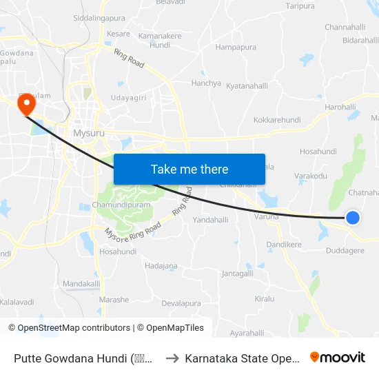 Putte Gowdana Hundi (ಪುಟ್ಟೇಗೌಡನ ಹುಂಡಿ) to Karnataka State Open University map