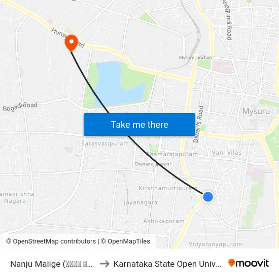 Nanju Malige (ನಂಜು ಮಳಿಗೆ) to Karnataka State Open University map