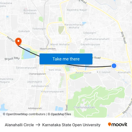 Alanahalli Circle to Karnataka State Open University map