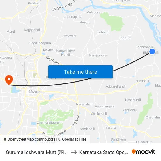 Gurumalleshwara Mutt (ಗುರುಮಲ್ಲೇಶ್ವರ ಮಠ) to Karnataka State Open University map