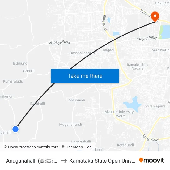 Anuganahalli (ಅನುಗನಹಳ್ಳಿ) to Karnataka State Open University map