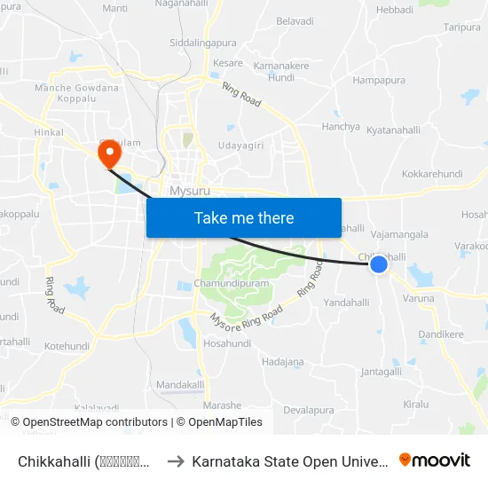 Chikkahalli (ಚಿಕ್ಕಹಳ್ಳಿ) to Karnataka State Open University map