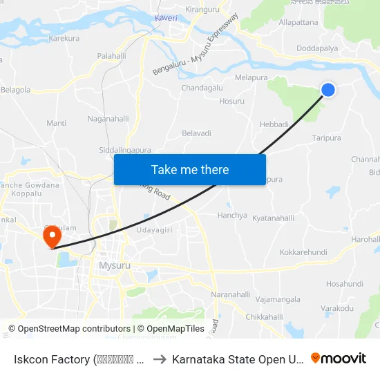 Iskcon Factory (ಇಸ್ಕಾನ್‌ ಕಾರ್ಖಾನೆ) to Karnataka State Open University map